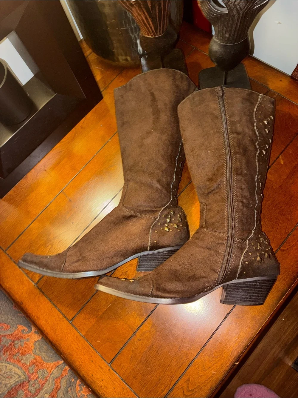 Rouge Helium Deep Plum Suede Western Knee Boots